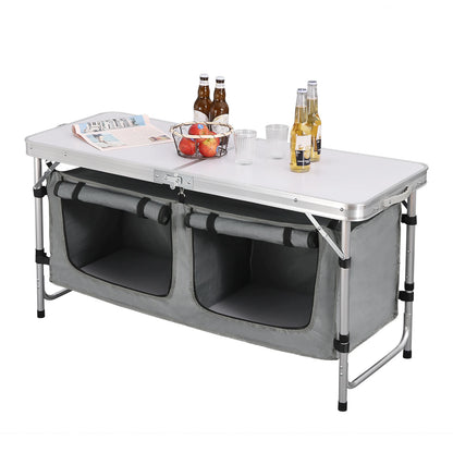 Faltbarer Campingtisch mit Aufbewahrungstasche - Aluminium Koffer-Tisch, Höhenverstellbar, für Outdoor und Garten - Unique Outlet