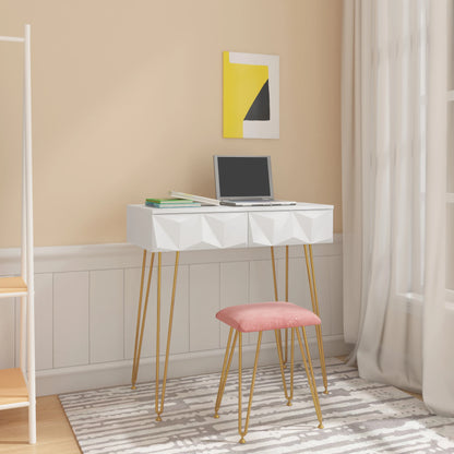 Schminktisch mit Hocker und Spiegel - Kosmetiktisch mit 3D-Effekt Schubladen, Schmuck- und Make-up-Organizer für Schlafzimmer - Unique Outlet