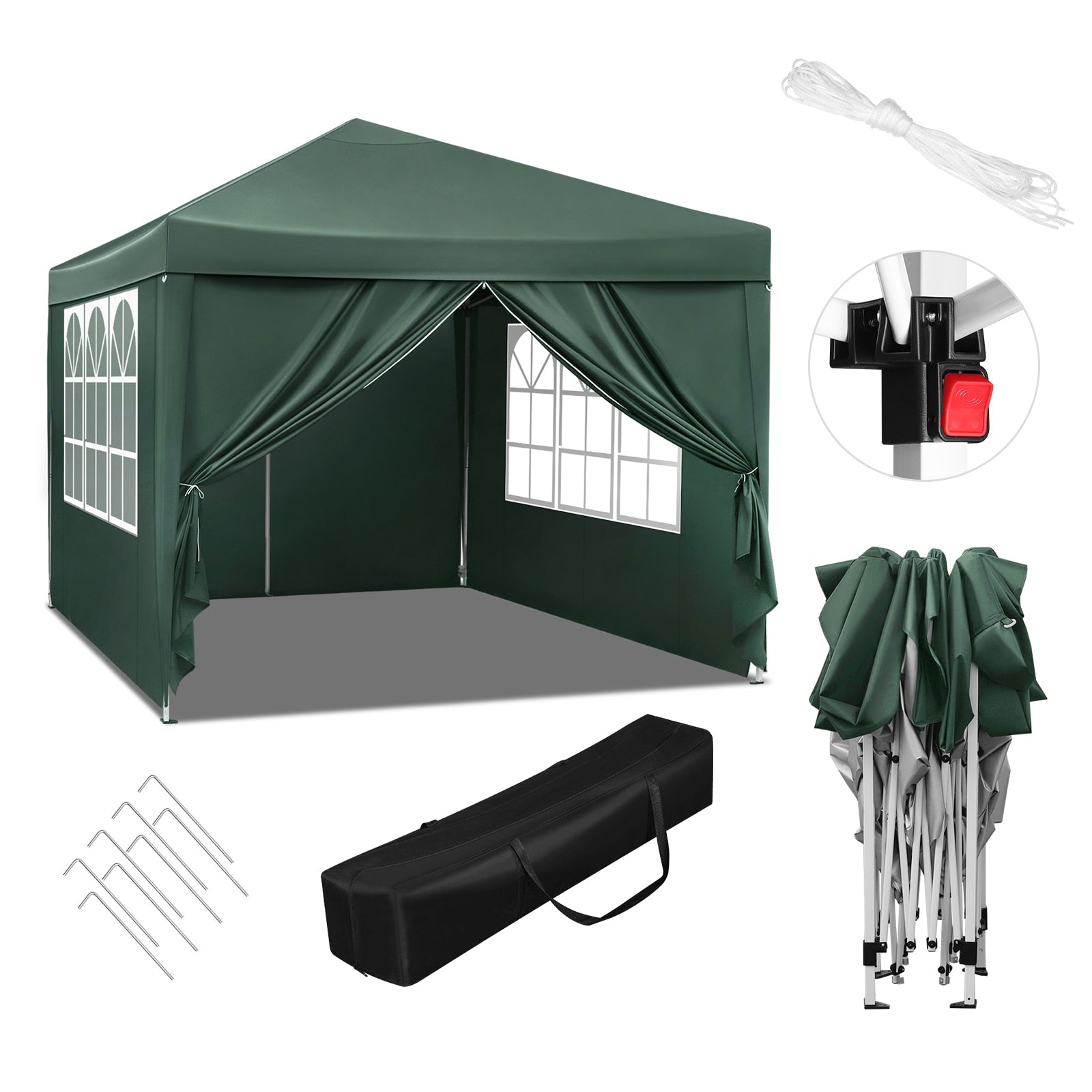 3x3m Gartenpavillon faltbar, wasserdicht, UV-Schutz, inklusive Tragetasche, Sonnenschutz, Zelt, Gazebo, Sonnenschutz und Schutz vor Regen - Unique Outlet