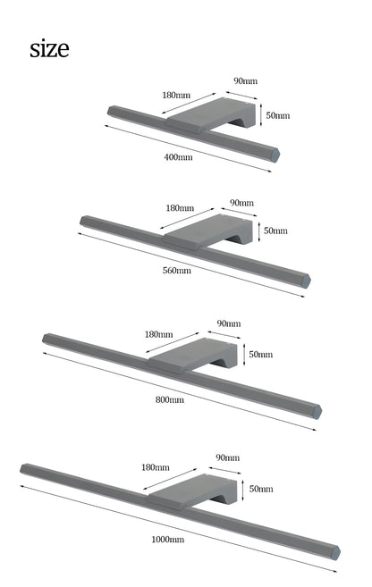 Moderne LED-Wandleuchte, 80 cm bis 100 cm lange Innenwandleuchte, AC85-265V, wasserdicht, Badezimmer-Spiegel-Licht, schwarz, weiß, grau - Unique Outlet