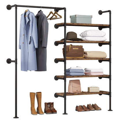 Kleiderständer Garderobe Vintage Industrial Wandmontierter Kleiderständer Stahlrohr MDF Kleidungsgeschäft Ausstellungsregal - Unique Outlet