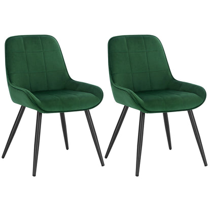 2-teiliges Set Samt-Esszimmerstühle, ergonomische skandinavische Entspannungsstühle mit Rückenlehne für Küche, Wohnzimmer & Schlafzimmer - Unique Outlet