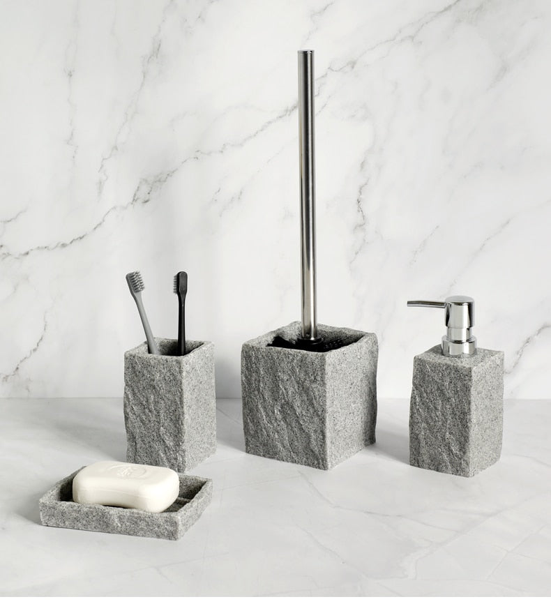 Bad-Accessoires Set oder Einzel Iiquid Seifenspender Zahnbürstenhalter Tasse Seifenschale Toilettenbürstenhalter - Unique Outlet