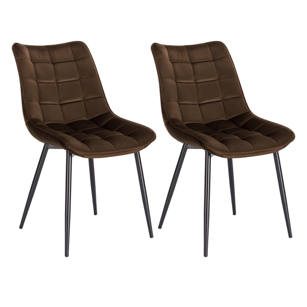2-teiliges Set Esszimmerstühle aus Kunstleder/Stoff/Samt/Leinen mit gepolstertem Sitz und stabilen Metallbeinen für Küchenmöbel - Unique Outlet