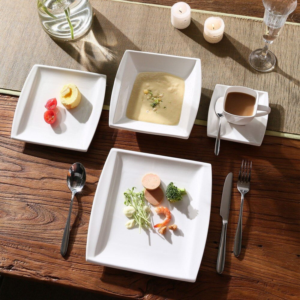 Porzellan-Dinner-Set für 6/12 Personen, 30/60 teiliges Set - Unique Outlet