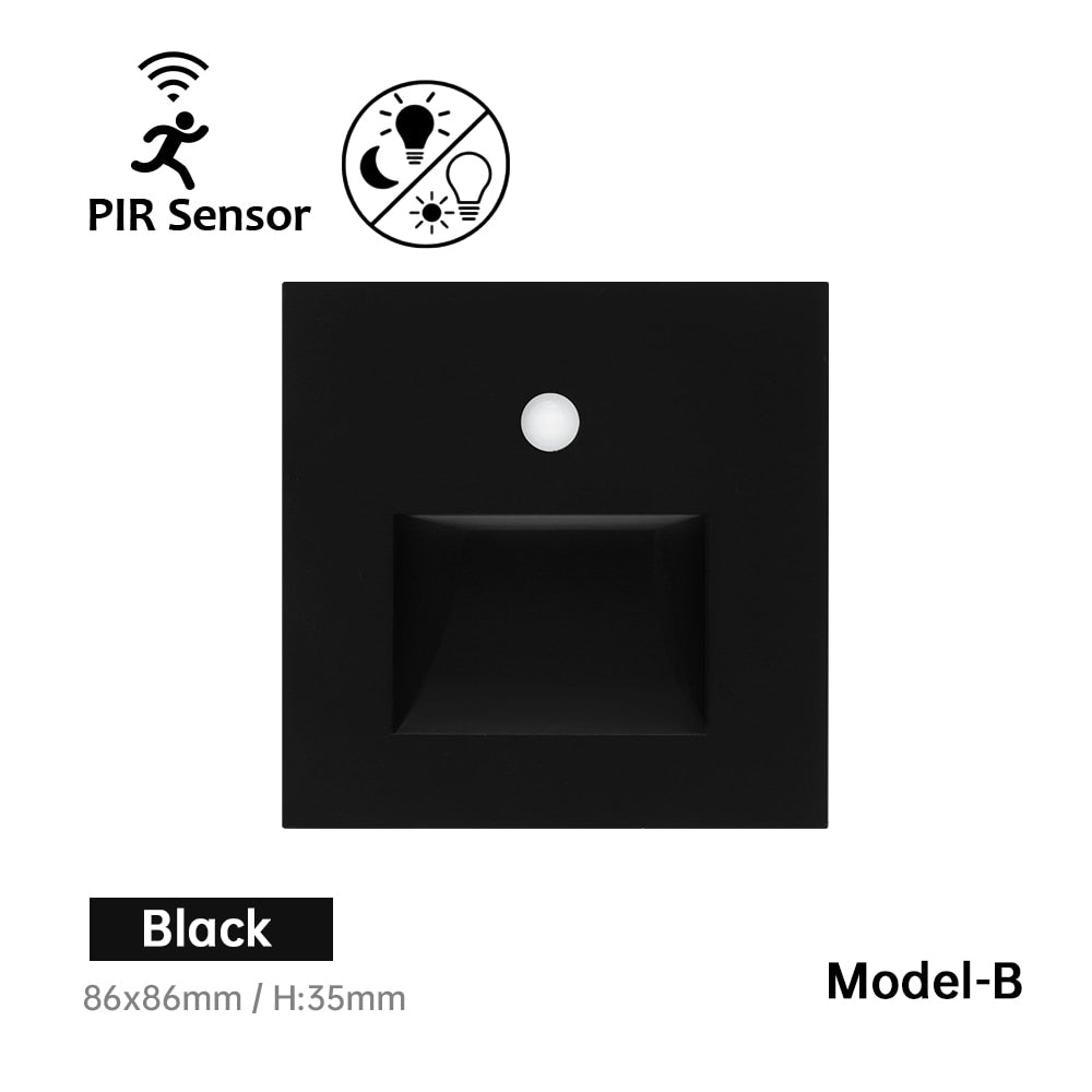 Einbau-LED-Wandleuchte, Treppen-LED-Licht, Bewegungsmelder-Sensor, AC85-265V, Flur-Treppen-Beleuchtung, Wandleuchte - Unique Outlet