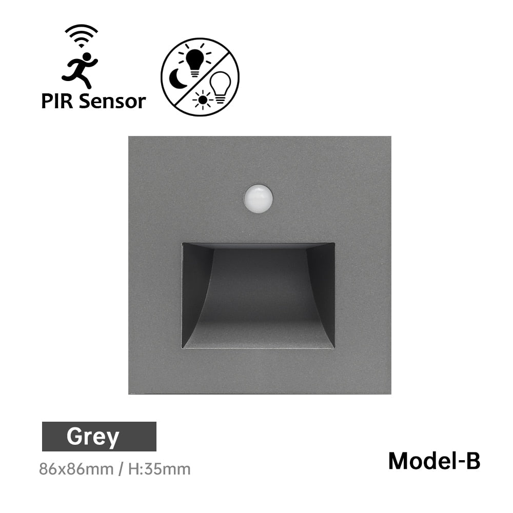 Einbau-LED-Wandleuchte, Treppen-LED-Licht, Bewegungsmelder-Sensor, AC85-265V, Flur-Treppen-Beleuchtung, Wandleuchte - Unique Outlet