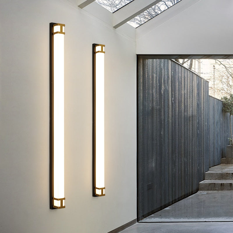 Neue Außenwandlampe, IP65 wasserdichte LED Langlichter, Garten Villa Veranda Wandleuchte, Gold/Schwarz, 110V/220V, Verschiedene Längen - Unique Outlet