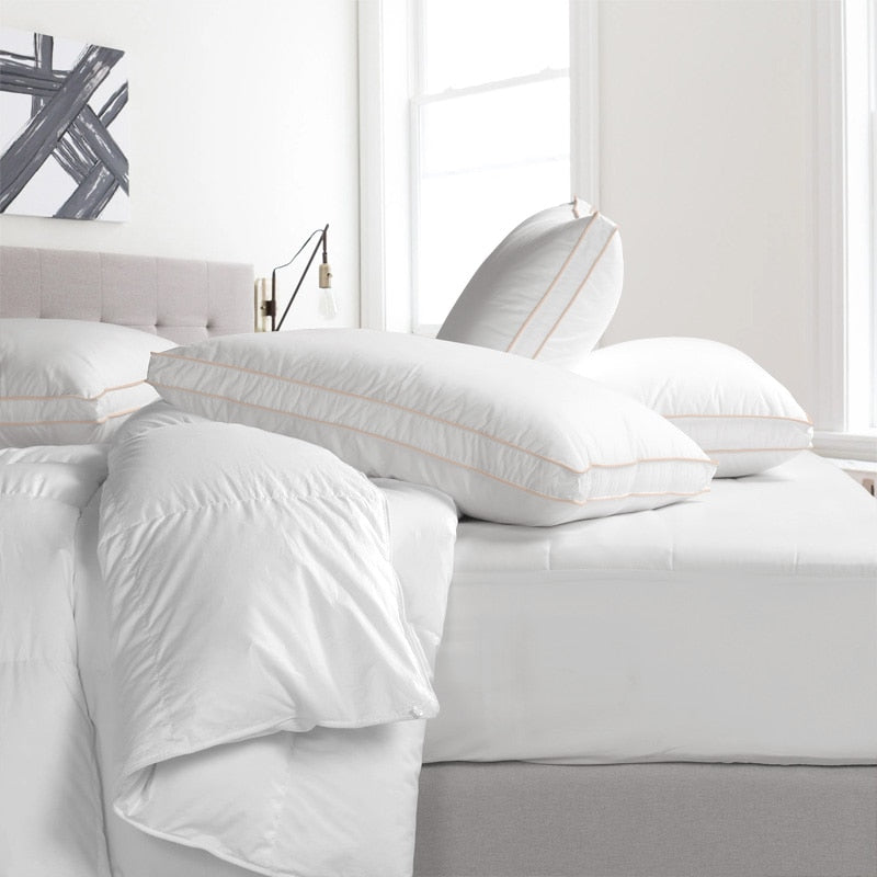 Luxuriöses Gänsedaunenkissen für Nacken und Schlaf, 100% Baumwollbezug, Daunendicht, King/Queen-Größe, 1-teiliges Set - Unique Outlet