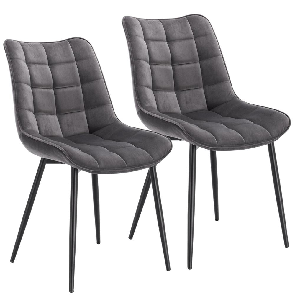 2-teiliges Set Esszimmerstühle aus Kunstleder/Stoff/Samt/Leinen mit gepolstertem Sitz und stabilen Metallbeinen für Küchenmöbel - Unique Outlet
