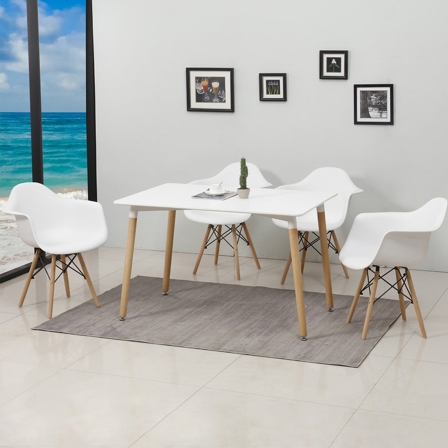 Moderne Esszimmerstühle aus Kunststoff mit Holzbeinen (2er Set) - Unique Outlet