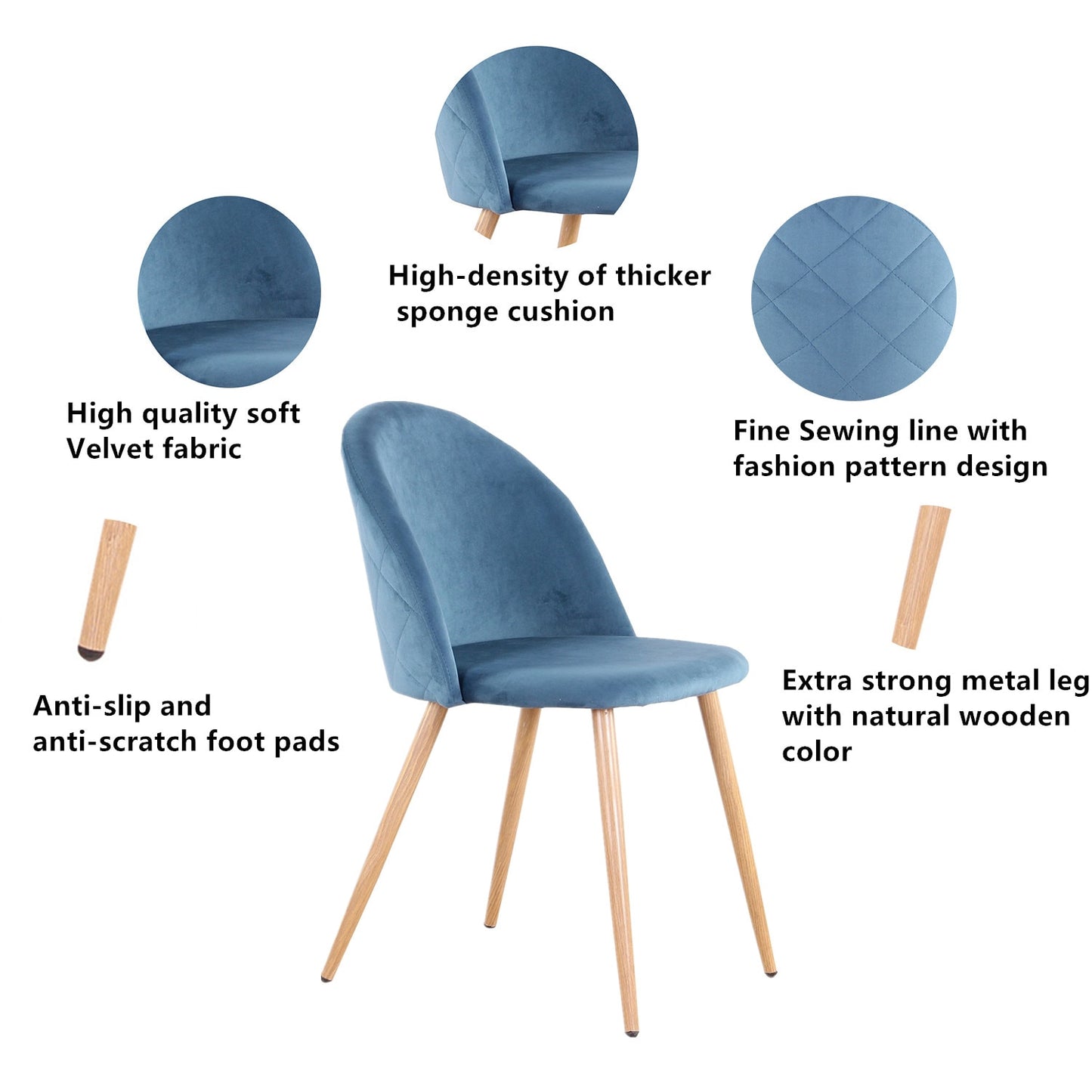 Komfortable Esszimmerstühle aus Samt und Metallfuß - Unique Outlet