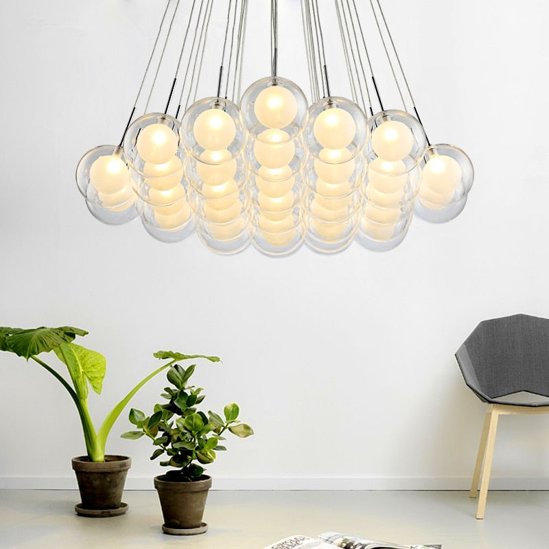 Moderner LED-Kronleuchter-Licht Nordic Glass Ball Lampe für Wohnzimmer, Esszimmer und Schlafzimmer - Unique Outlet
