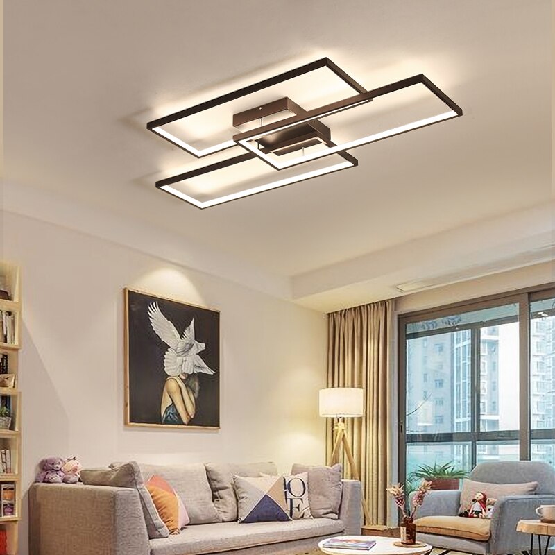 Rechteckige Schwarz/Weiß Moderne LED-Deckenleuchten für Wohnzimmer und Schlafzimmer, 110V/220V Dimmbare Deckenlampe - Unique Outlet