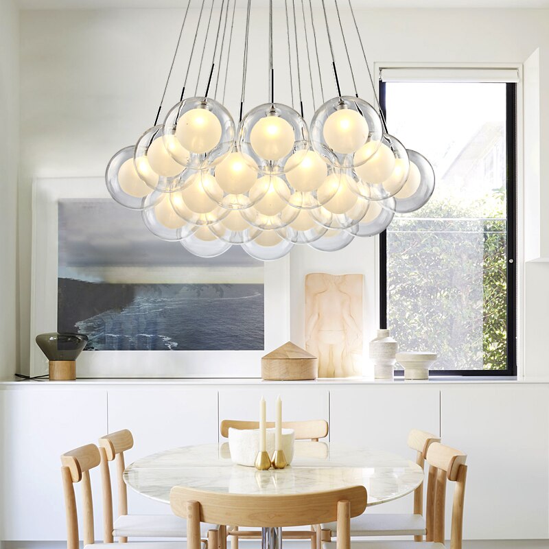 Moderner LED-Kronleuchter-Licht Nordic Glass Ball Lampe für Wohnzimmer, Esszimmer und Schlafzimmer - Unique Outlet