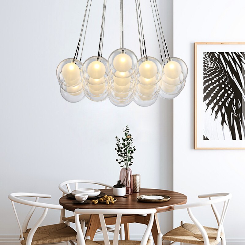 Moderner LED-Kronleuchter-Licht Nordic Glass Ball Lampe für Wohnzimmer, Esszimmer und Schlafzimmer - Unique Outlet