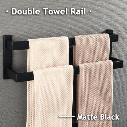 Badezimmer-Handtuchhalter, Wand-Handtuchhalter, 40/50 cm Wand-Montage-Schiene, Dusch-Haken, 304 Edelstahl, schwarzes Badezimmer-Zubehör - Unique Outlet