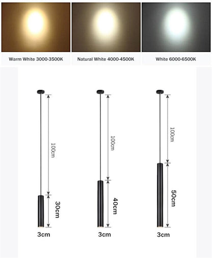 Nordic Pendant Lights Long Tube Aluminum Black  Hanging Kitchen Light Length Adjustable  Home Hotel Hall Lighting Lamp - Unique Outlet