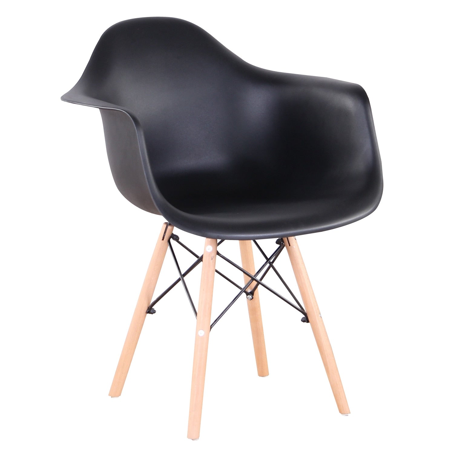 Moderne Esszimmerstühle aus Kunststoff mit Holzbeinen (2er Set) - Unique Outlet