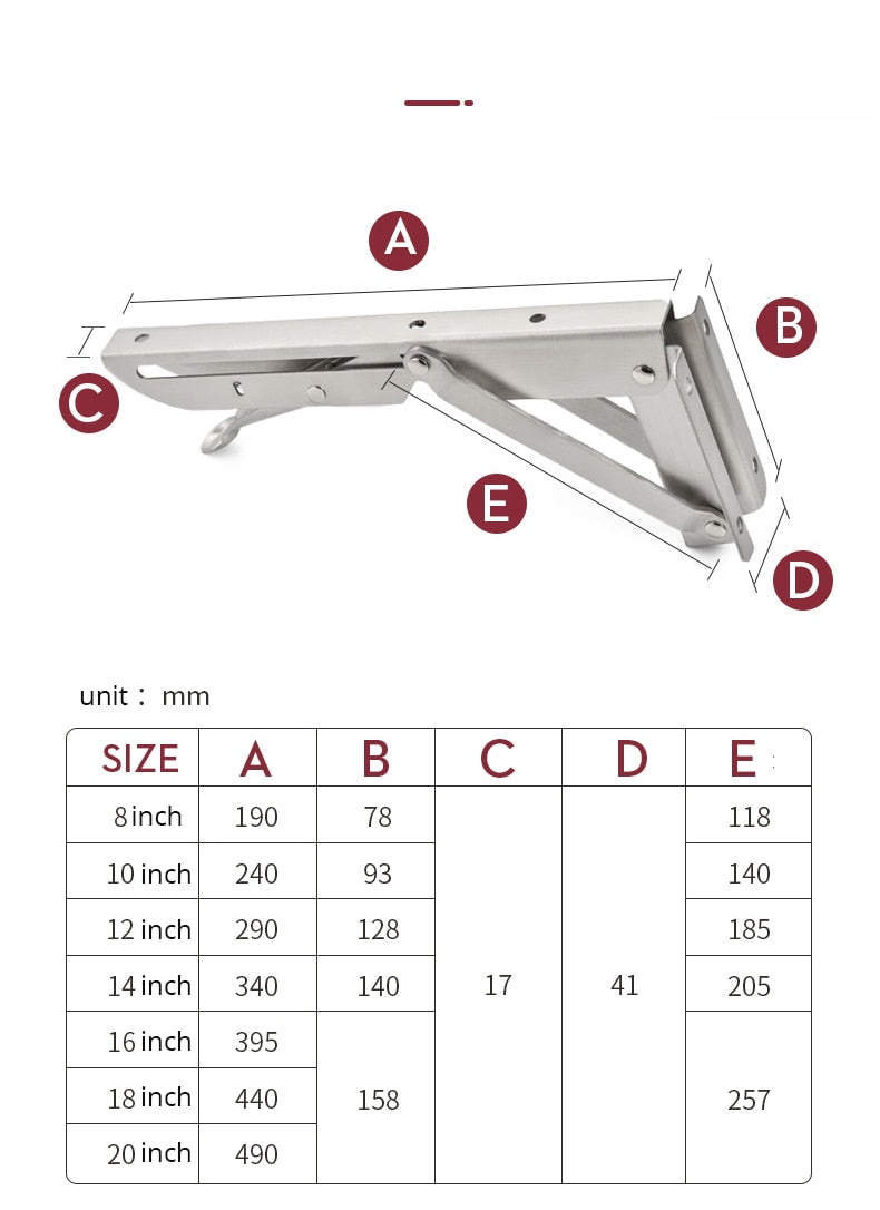 2er-Set Klappbarer Regalhalter, schwerlast, aus Edelstahl für Tische, Wohnmobile und platzsparend - Unique Outlet