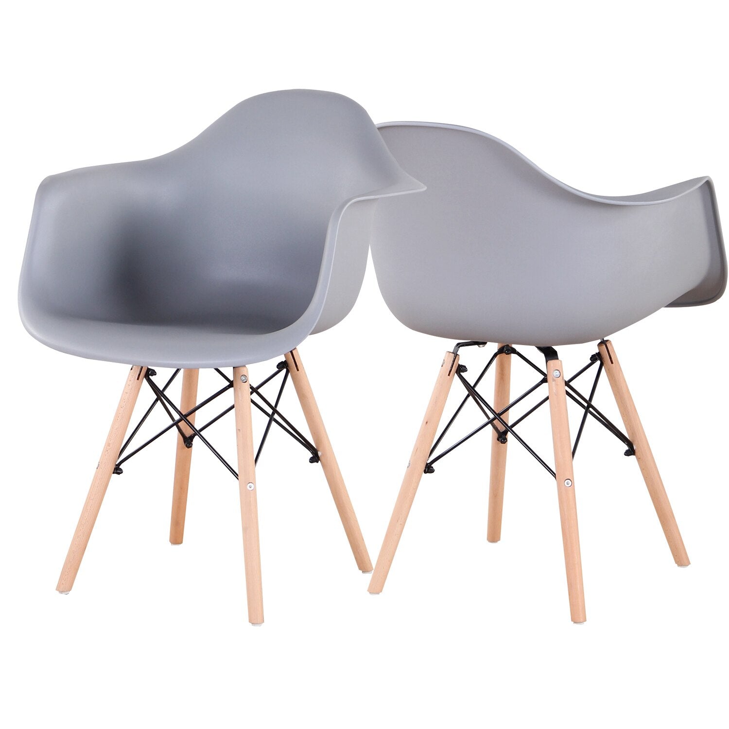 Moderne Esszimmerstühle aus Kunststoff mit Holzbeinen (2er Set) - Unique Outlet