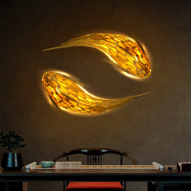 Walförmige Japanische Stil Deckenleuchte aus Massivholz, Asiatische Restaurant- und Hotpot-Shop-Deko-Wandlampe - Unique Outlet