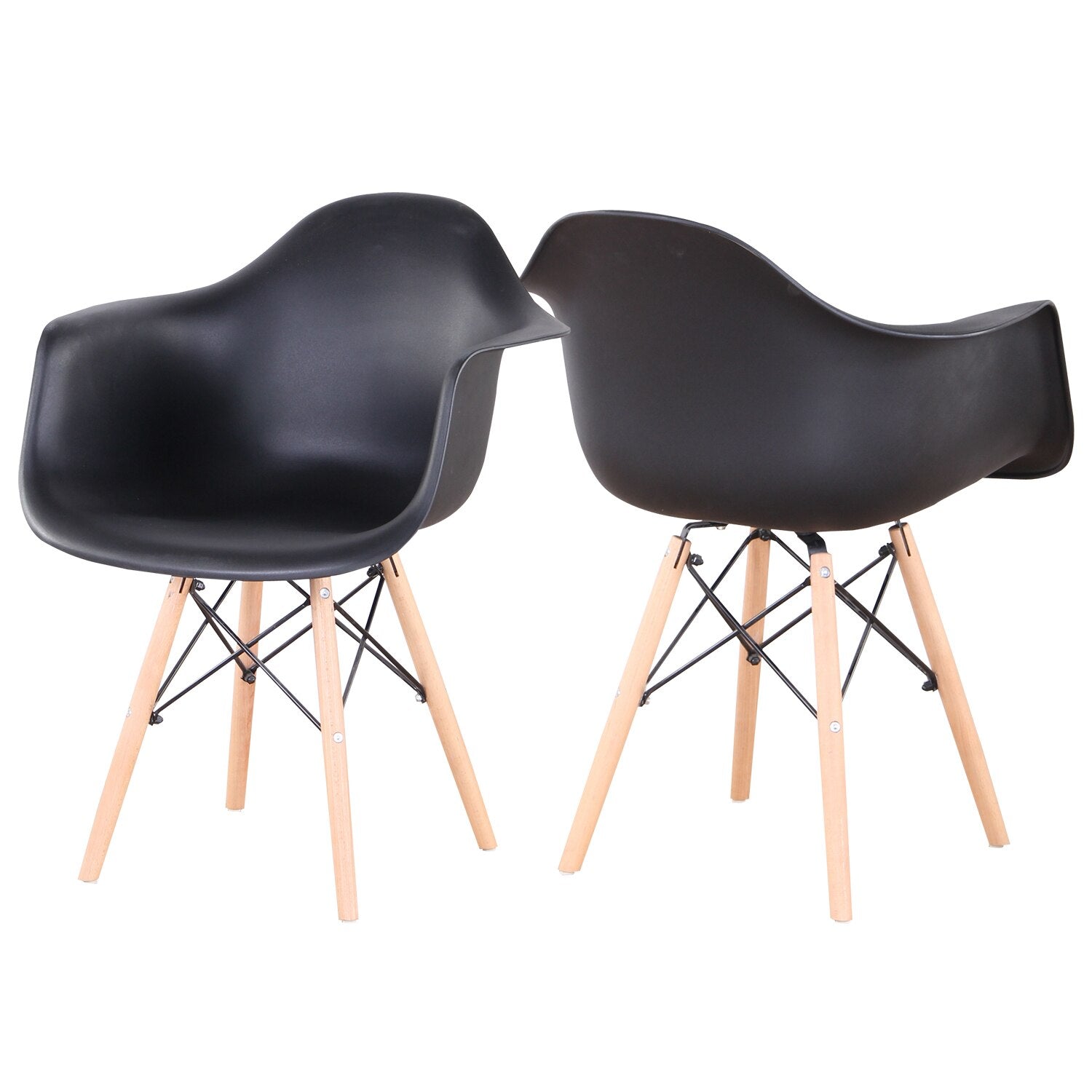 Moderne Esszimmerstühle aus Kunststoff mit Holzbeinen (2er Set) - Unique Outlet