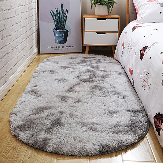 Ovaler dicker Teppich für Wohnzimmer, Plüsch-Schlafzimmer-Teppiche, langer Faser-Plüschteppich, Kinderbett-Weicher Samtteppich, Wohnkultur-Matte - Unique Outlet