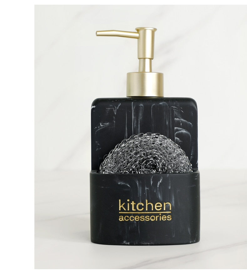Küchenzubehör Seifenspender Set Flüssigseifenspender Pumpflasche Hält Schwämme/Bürsten - Unique Outlet
