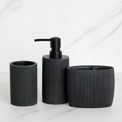 Schwarzes Badezimmer Zubehör Sets mit Seifenspender Zahnbürstenhalter Becher Seifenschale Mundwasser Cup Toilettenbürstenhalter - Unique Outlet