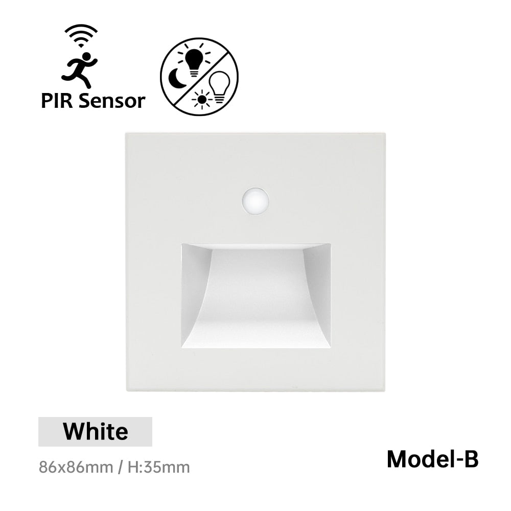 Einbau-LED-Wandleuchte, Treppen-LED-Licht, Bewegungsmelder-Sensor, AC85-265V, Flur-Treppen-Beleuchtung, Wandleuchte - Unique Outlet