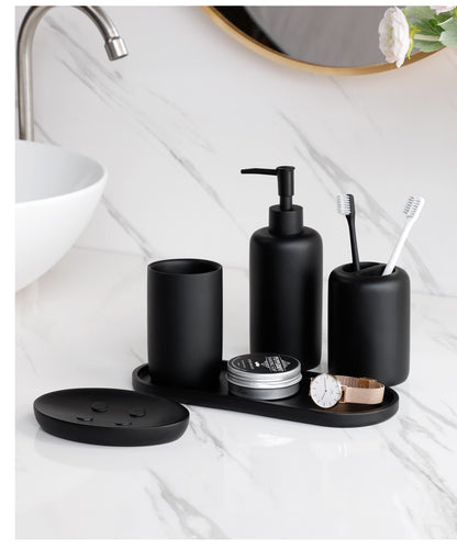 Premium 5 tlg. schwarzes Badezimmerzubehör Set - Unique Outlet