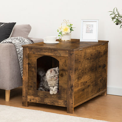 Katzenklo-Abtrennung, verstecktes Katzenhaus in Kabinettform, Klappdeckelkatzenwaschraum-Bank mit Trennwand für Flur und Schlafzimmer, braun - Unique Outlet