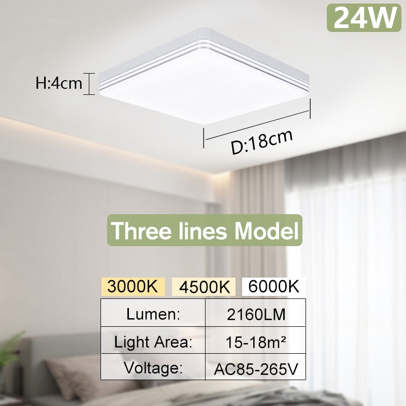 Moderne Silberne LED-Deckenlampe in 24/36/48W für Wohnzimmer - Unique Outlet