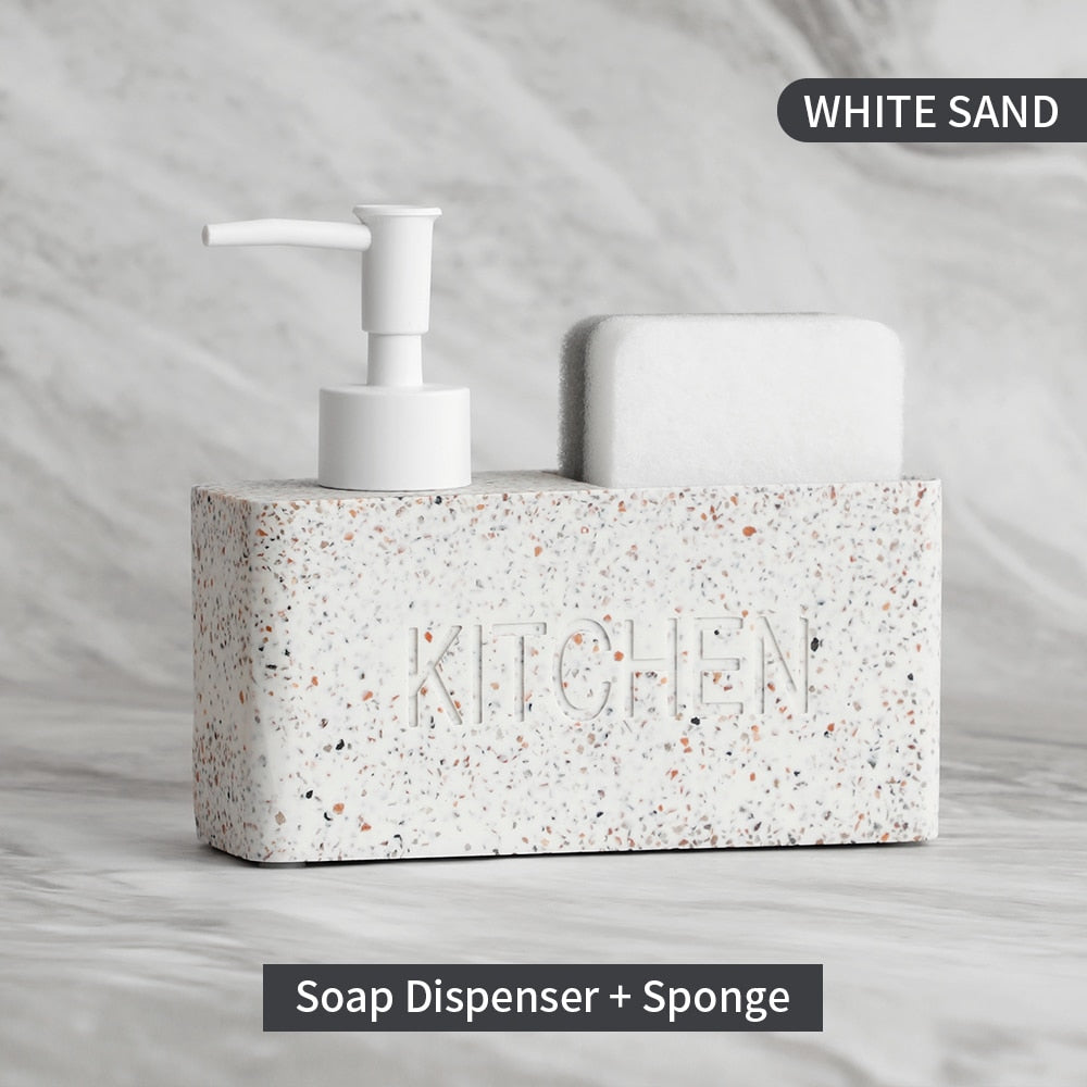 Modernes Küchenzubehör Seifenspender Set Flüssigseifenspender Pumpflasche Hält Schwämme/Bürsten - Unique Outlet