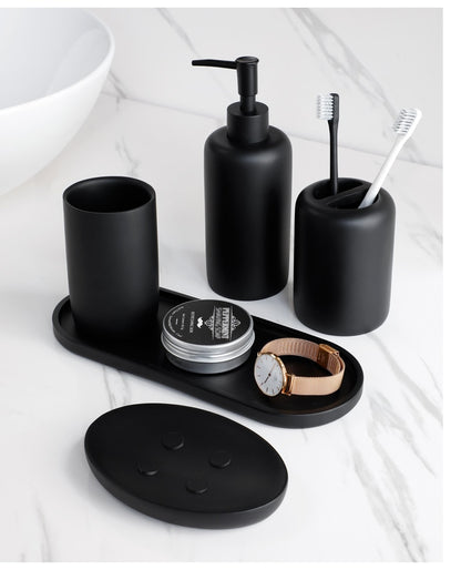 Premium 5 tlg. schwarzes Badezimmerzubehör Set - Unique Outlet