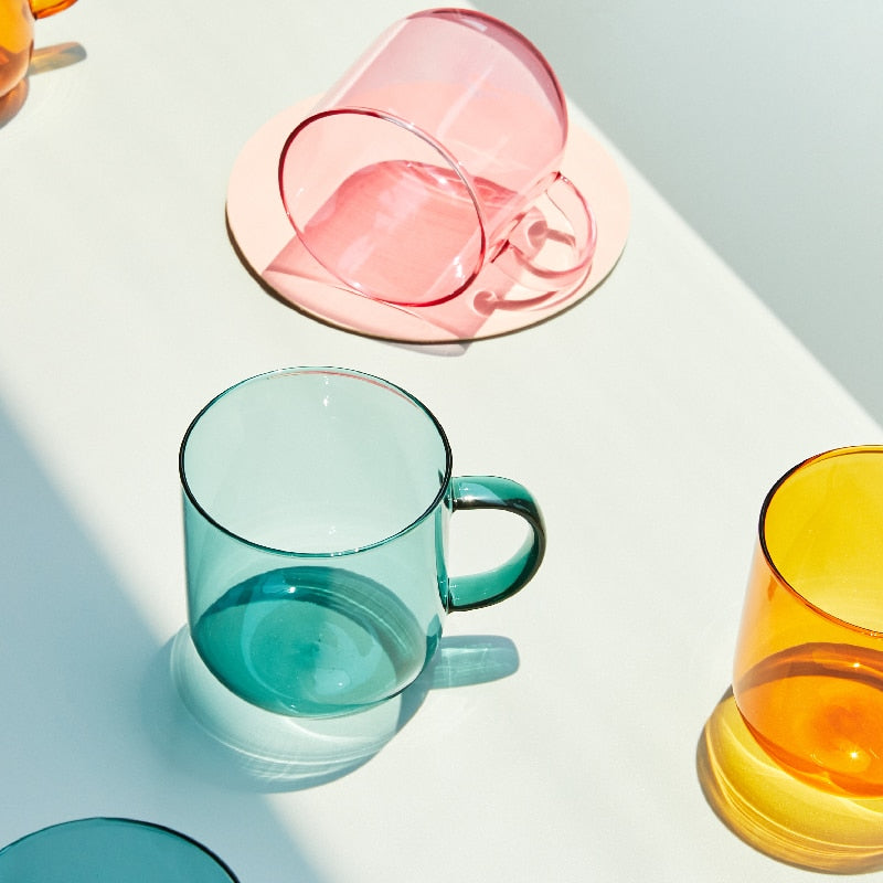 Hitzebeständige bunte Kaffeegläser mit Henkel, Haushalts-Milch-Frühstücksbecher, nordische moderne Trinkgläser - Unique Outlet