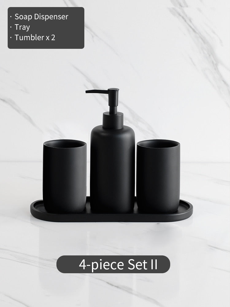 Premium 5 tlg. schwarzes Badezimmerzubehör Set - Unique Outlet