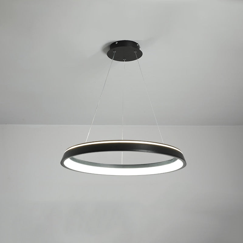 Elegante dimmbare LED-Pendelleuchte in Schwarz/Weiß, ideal für Wohnzimmer, Esszimmer & Schlafzimmer, inkl. Fernbedienung - Unique Outlet