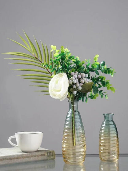 Retro-geprägte transparente dekorative Vase, Wohnzimmer-Farbverlauf, Haus-Blumenarrangement-Dekorationen, hydro-ponische Glasvase - Unique Outlet