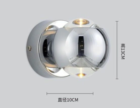 Moderne LED Messing-Kupfer-Luxus-Wandleuchte mit klarem Kristallglas - Für Schlafzimmer, Wohnzimmer & Sonnenuntergangsprojektion - Unique Outlet