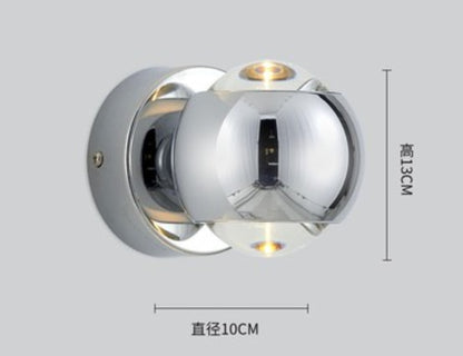 Moderne LED Messing-Kupfer-Luxus-Wandleuchte mit klarem Kristallglas - Für Schlafzimmer, Wohnzimmer & Sonnenuntergangsprojektion - Unique Outlet