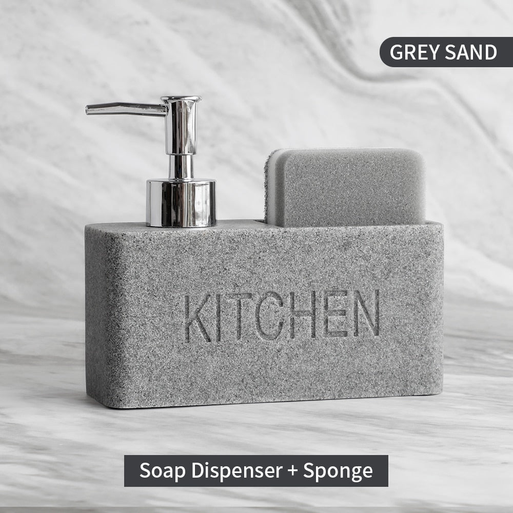 Modernes Küchenzubehör Seifenspender Set Flüssigseifenspender Pumpflasche Hält Schwämme/Bürsten - Unique Outlet