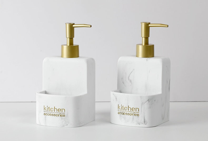 Küchenzubehör Seifenspender Set Flüssigseifenspender Pumpflasche Hält Schwämme/Bürsten - Unique Outlet