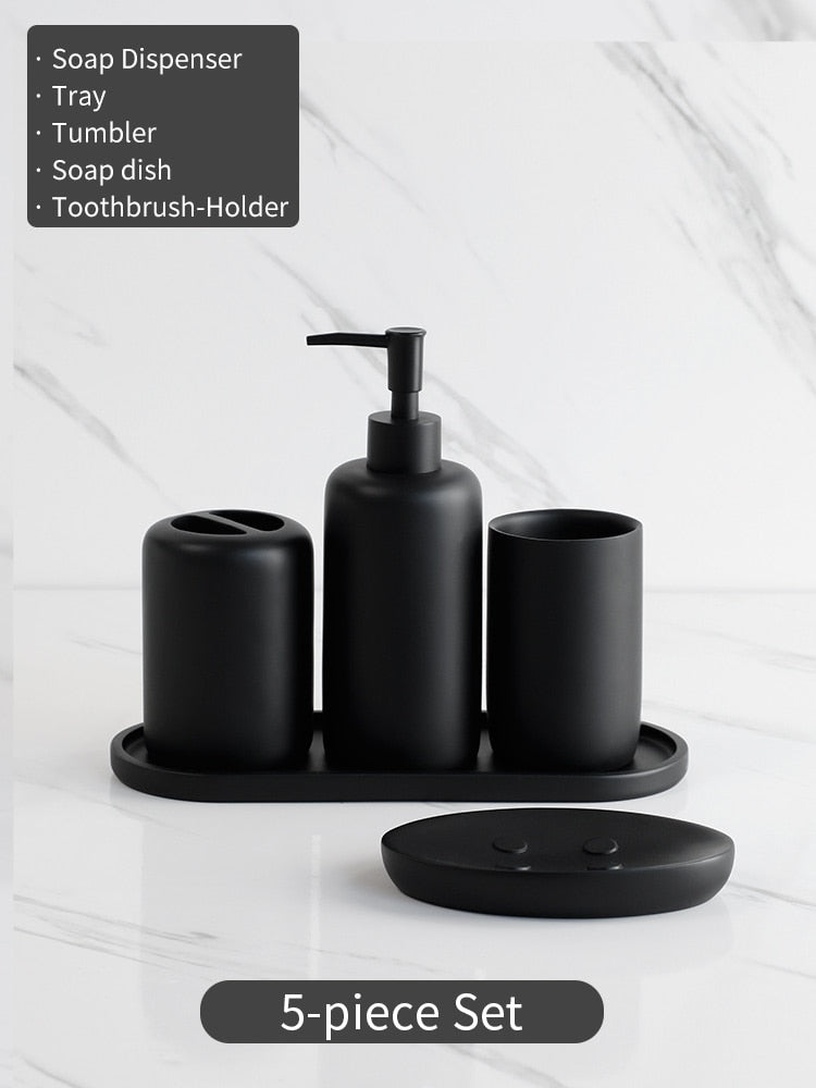 Premium 5 tlg. schwarzes Badezimmerzubehör Set - Unique Outlet
