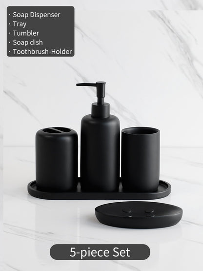 Premium 5 tlg. schwarzes Badezimmerzubehör Set - Unique Outlet