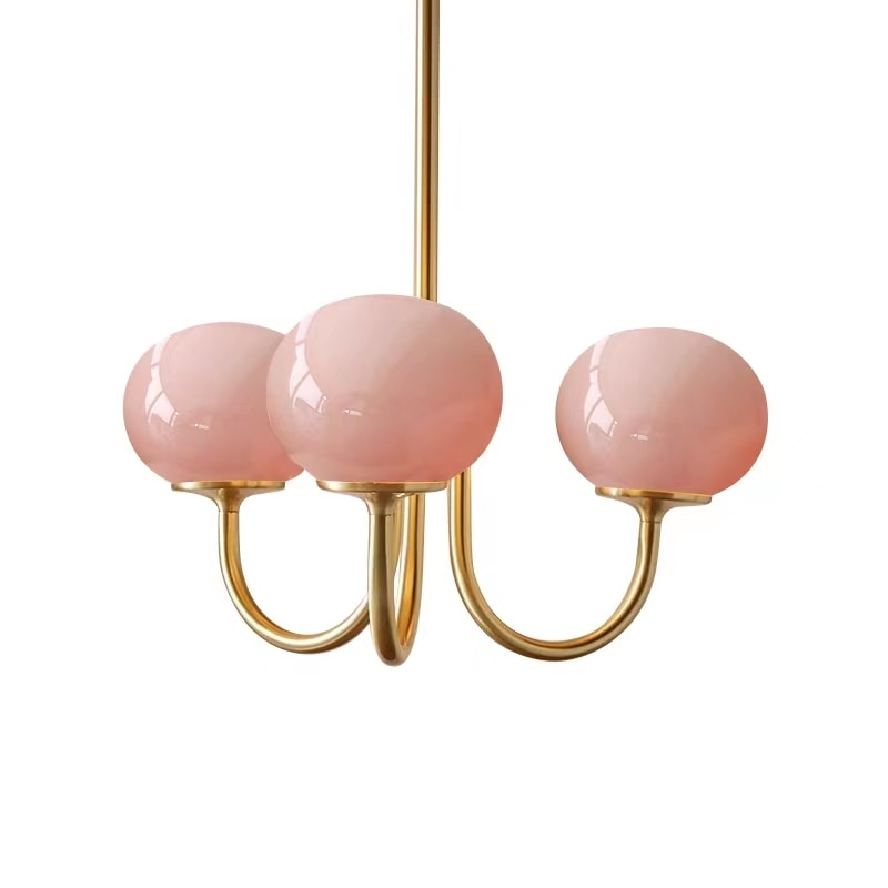 Retro Hängeleuchte im französischen Landhausstil mit rosa-weißem Glas für Wohnzimmer, Schlafzimmer & Hotel - Unique Outlet