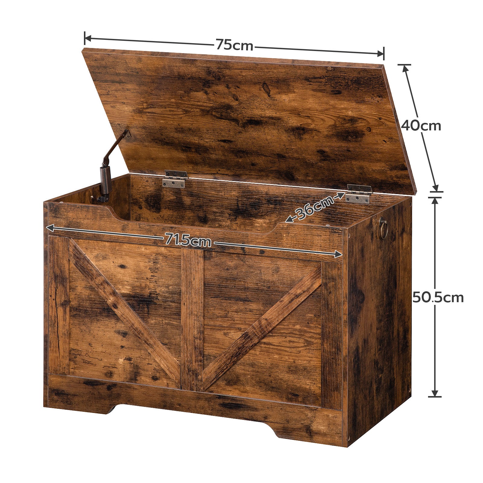 Aufbewahrungs-Sitzbank mit Deckel und Stauraum, retro-Spielzeugkiste-Organizer mit U-förmigem Ausschnitt und Sicherheits-Scharnier, Holz - Unique Outlet