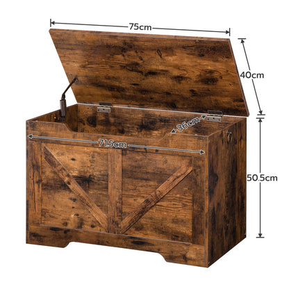 Aufbewahrungs-Sitzbank mit Deckel und Stauraum, retro-Spielzeugkiste-Organizer mit U-förmigem Ausschnitt und Sicherheits-Scharnier, Holz - Unique Outlet