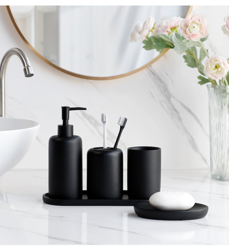 Premium 5 tlg. schwarzes Badezimmerzubehör Set - Unique Outlet